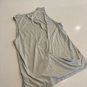 Fabletics Light Gray Draped Back Tank Top